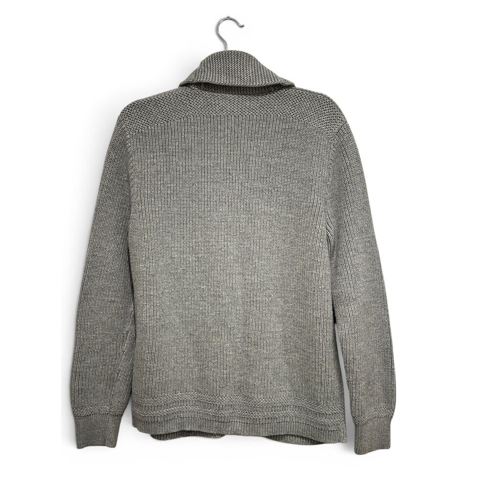 Polo Ralph Lauren Cotton Chunky Knit Shawl Collar Cardigan Gray Men’s Sz L - Picture 2 of 9